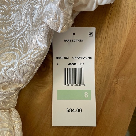 NWT Rare Editions Gold Beige Jacquard Dress, Size 8 - Picture 5 of 11